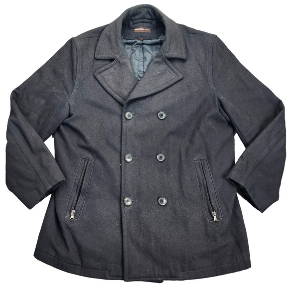 Michael Kors Men's Dark Grey Wool Peacoat Size Large